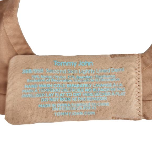Tommy John Second Skin Lightly Lined Demi Bra Butter Soft Size 36B - Picture 2 of 3